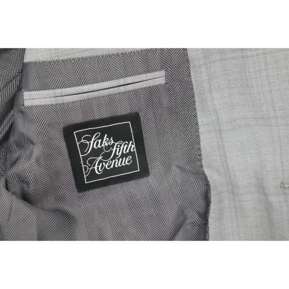 Ermenegildo Zegna sport coat men's 42R Trofeo 600 Manhattan wool silk gray plaid - Picture 13 of 16